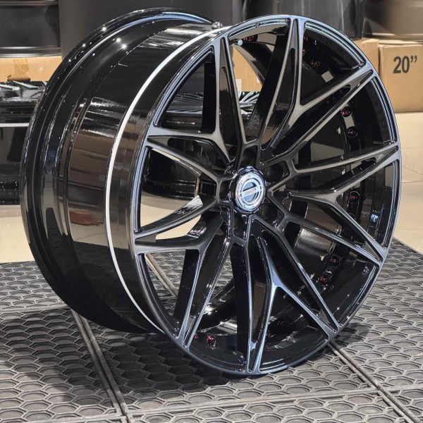 WS FORGED WS-010C GLOSS_BLACK_DARK_MACHINED_FACE_SATIN_RED_BOLTS_FORGED