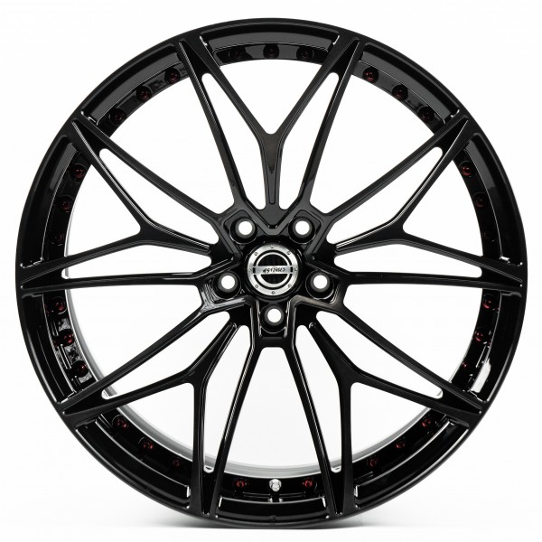 WS FORGED WS-010C GLOSS_BLACK_DARK_MACHINED_FACE_SATIN_RED_BOLTS_FORGED